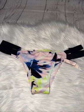 Victoria's Secret Neon Tie-Dye the Itsy Bikini Bottom with Black Side Straps